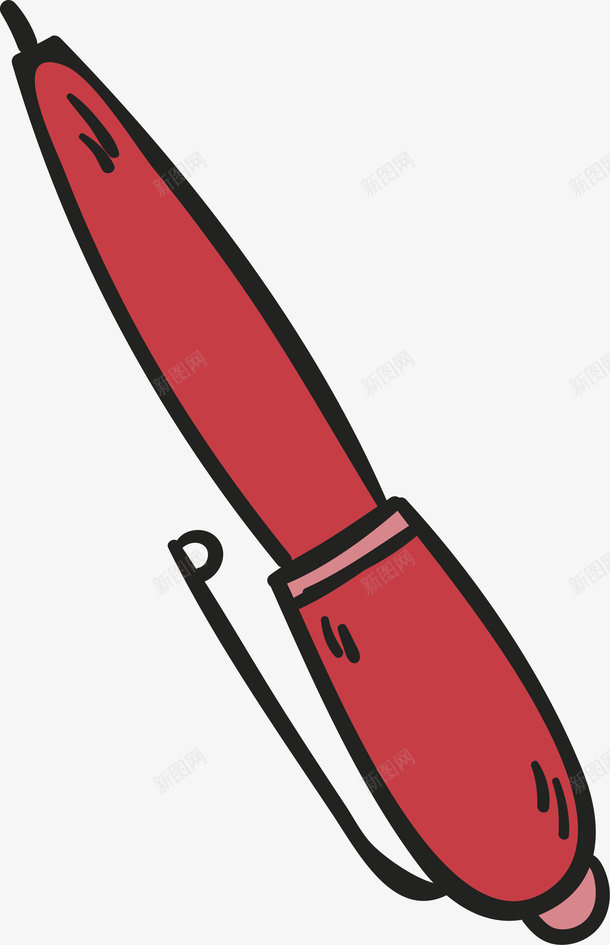 手绘红色圆珠笔钢笔png免抠素材_新图网 https://ixintu.com 儿童画 红色钢笔 圆珠笔 卡通手绘 矢量图案 装饰