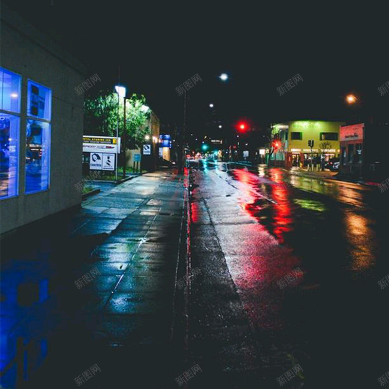 雨后城市道路jpg设计背景_新图网 https://ixintu.com 主图 摄影 风景 绚丽道路倒影雨后城市