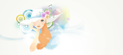 写字的美女戴帽子的美女背景banner高清图片