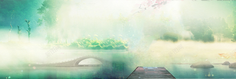 烟雨朦胧背景psd设计背景_新图网 https://ixintu.com 烟雨朦胧 中国风 海报banner