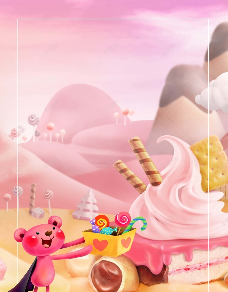 卡通手绘可爱美食甜品jpg设计背景_新图网 https://ixintu.com 冰激凌 卡通 卡通饼干 可爱 帮帮糖 手绘 甜品 礼物 美食 饼干