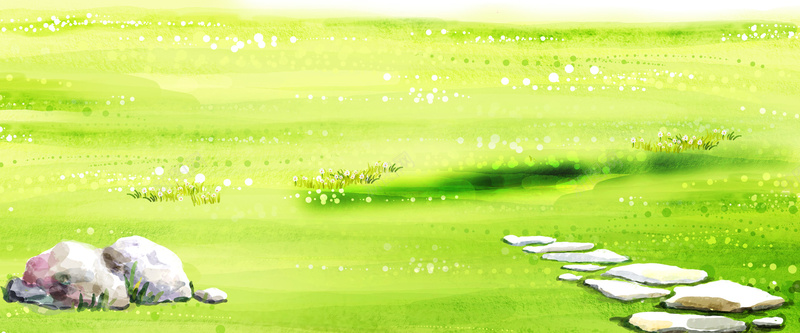 绿色卡通梦幻背景psd设计背景_新图网 https://ixintu.com 卡通 梦幻 石块 绿色 草坪 海报banner 童趣 手绘