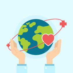 世界心脏日微信世界卫生日卡通地球心脏文艺背景素材高清图片
