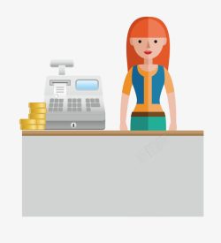 女性售货员矢量职业女性收银员高清图片