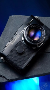 科技蓝色线条高端数码相机摄影H5背景摄影图片