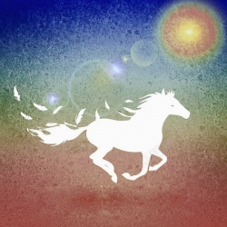 褐色马匹创意白色奔马背景高清图片