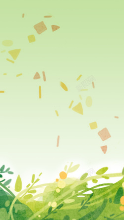 绿色小鲸鱼手绘唯美植物H5背景高清图片