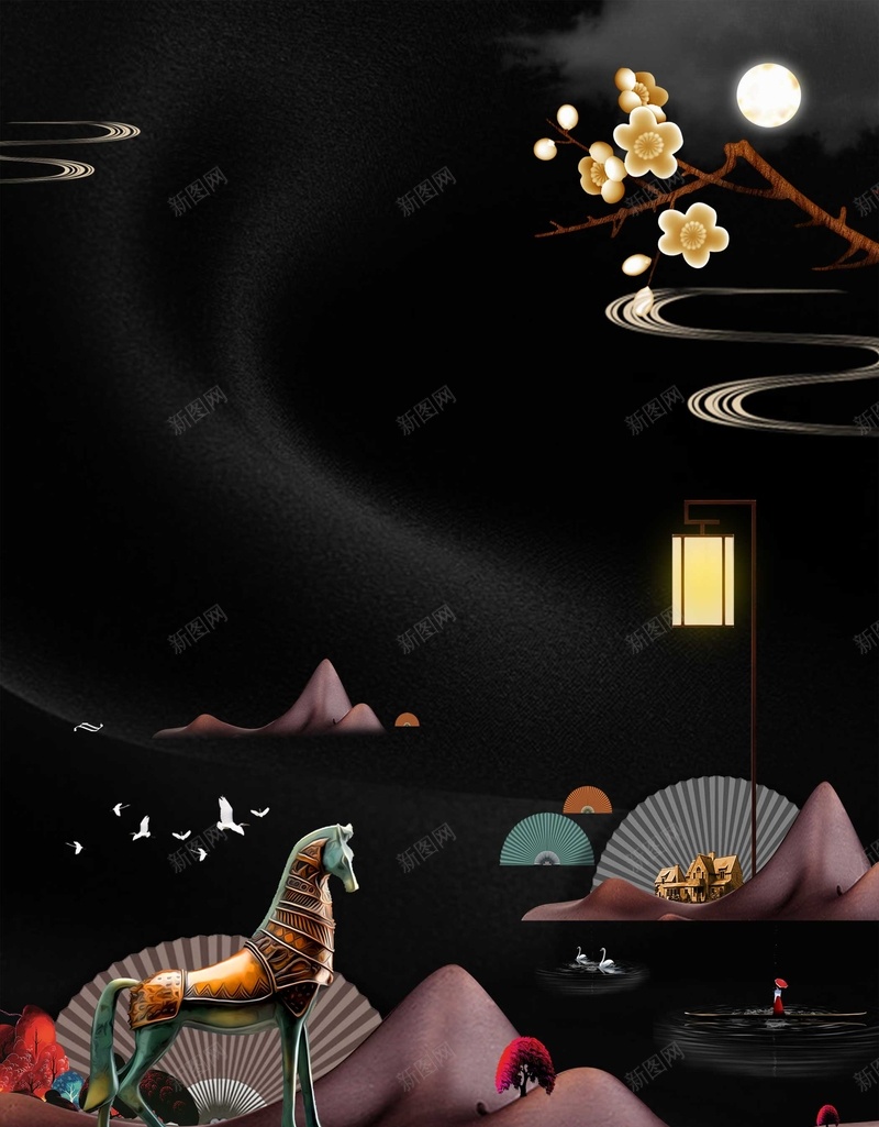 创意新式科技房地产广告psd设计背景_新图网 https://ixintu.com 简约风 创意 地产 景点 科技 扁平 房地产 蓝色 鸽子 山水风景 新式风 psd分层 源文件 广告设计 海报