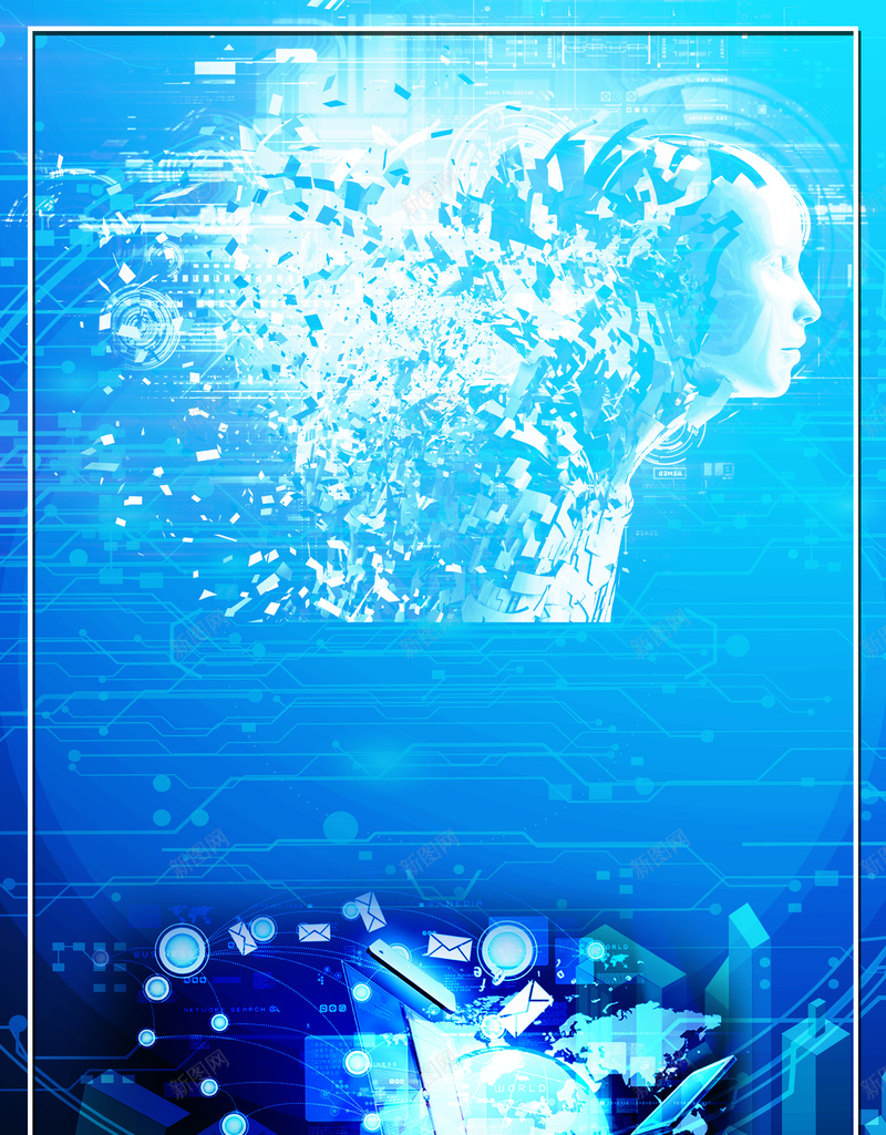 蓝色大气AI智能时代海报psd设计背景_新图网 https://ixintu.com 人工智能峰会 科技改变未来 科技发布会 人脸识别 科技峰会 AI区块链大数据 AI人工智能 物联网