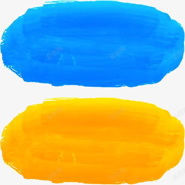 黄蓝色水彩笔刷png免抠素材_新图网 https://ixintu.com 矢量素材 水彩底纹 蓝色 黄色 粉刷效果 矢量
