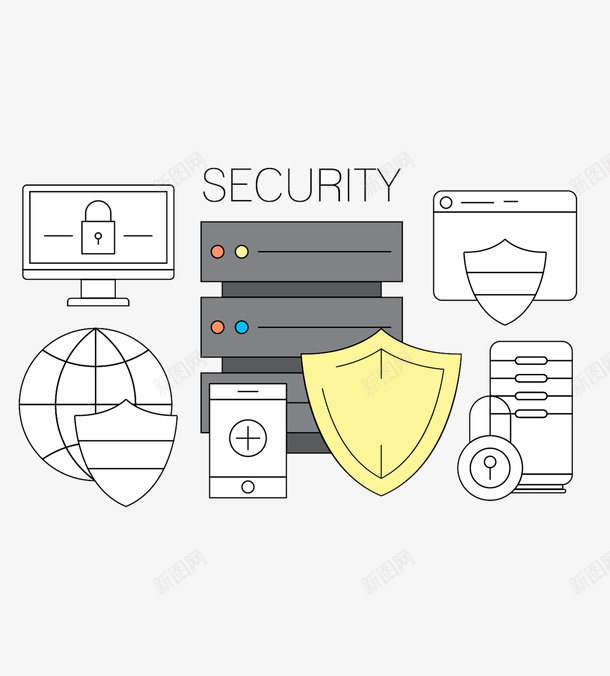 线条安全矢量图标eps免抠素材_新图网 https://ixintu.com 电子 保护 数据 护盾 上锁 矢量 安全 性能 安稳