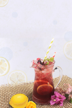 矢量甜点果茶简约时尚自制水果饮料背景素材高清图片