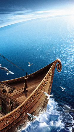 海洋海鸟商务海报H5背景高清图片