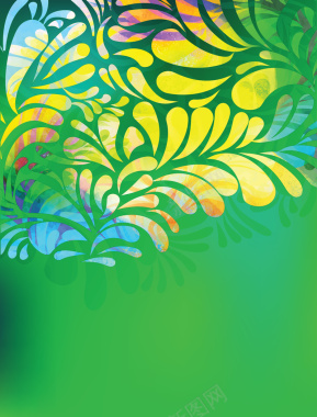 绿色热带花纹海报背景素材背景