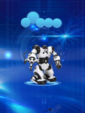蓝色科技梦幻人工机器人海报背景背景