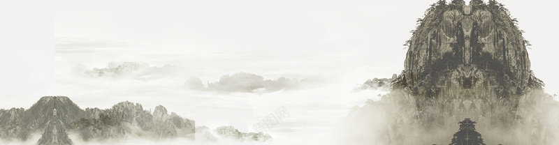 水墨画背景jpg设计背景_新图网 https://ixintu.com 山 大气 云雾缭绕 促销海报 海报banner 中国风