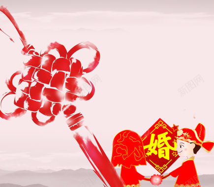 浪漫中国结中式婚礼背景背景