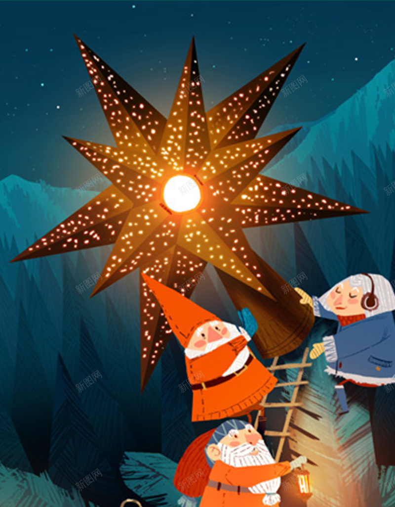圣诞树星星jpg设计背景_新图网 https://ixintu.com 几何 卡通 圣诞 手绘 星星 童趣