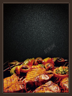 火碳黑色大气烤肉美食宣传高清图片