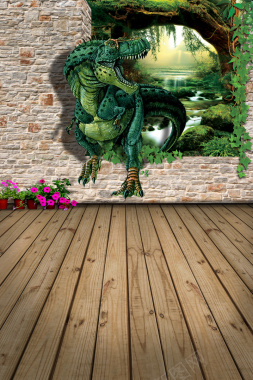机甲恐龙儿童梦幻3D摄影背景背景