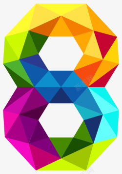 彩色几何拼贴数字8素材