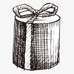 铅笔画线PNG图片手绘矢量圆形礼物盒高清图片