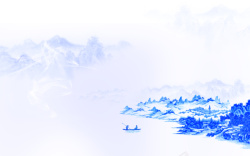 蓝水墨中国蓝山水海报背景高清图片