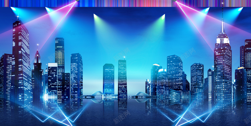 创意城市光效展板背景jpg设计背景_新图网 https://ixintu.com 光效展板 创意 城市 科技 背景 科幻 商务