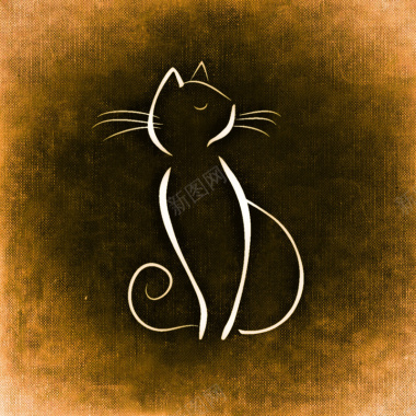 简约猫咪纹理复古海报背景素材背景