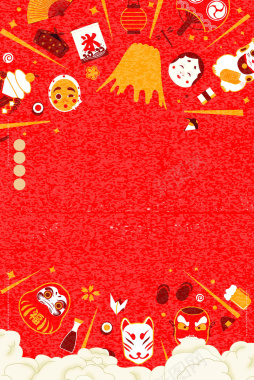 卡通手绘喜庆中国红年味盛宴海报背景