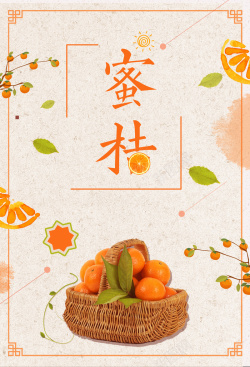 蜜桔拼盘简约清爽橘子水果新鲜蜜桔海报高清图片