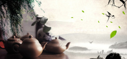 牛蒡茶展板中国风春茶上市海报banner背景高清图片