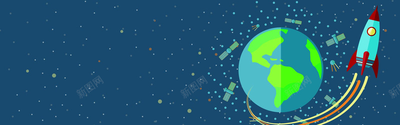 扁平科技banner背景jpg设计背景_新图网 https://ixintu.com anner背景 卫星 地球 火箭 矢量 banner背景 海报banner 扁平 渐变 几何