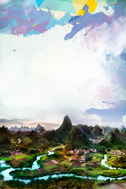 桂林旅游海报桂林风景旅游海报背景素材高清图片