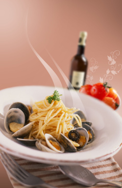 意大利红酒意式海鲜面海报背景素材高清图片