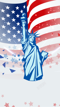 景点摆设物美国著名景点自由女神国旗背景高清图片