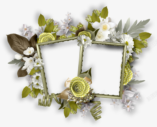 方形鲜花相框png免抠素材_新图网 https://ixintu.com 相框 鲜花 花朵 植物 相框装饰
