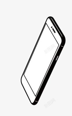 手机描边矢量卡通手绘立体手机线描高清图片