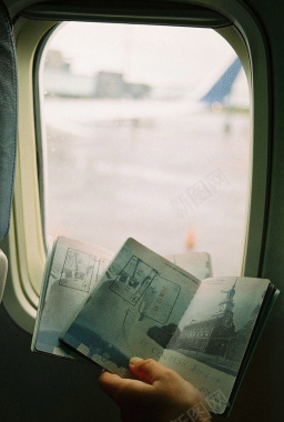 商务商旅飞机窗口背景素材背景