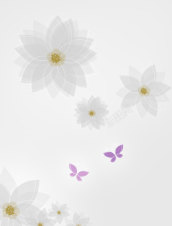 几何忧伤花朵蝴蝶灰色背景高清图片