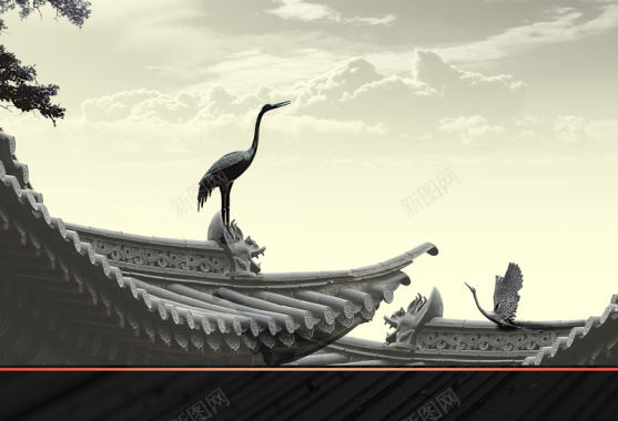 中国风传统建筑屋檐背景素材背景