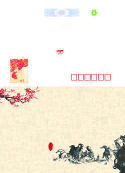 白色邮票中国风明信片背景素材图高清图片