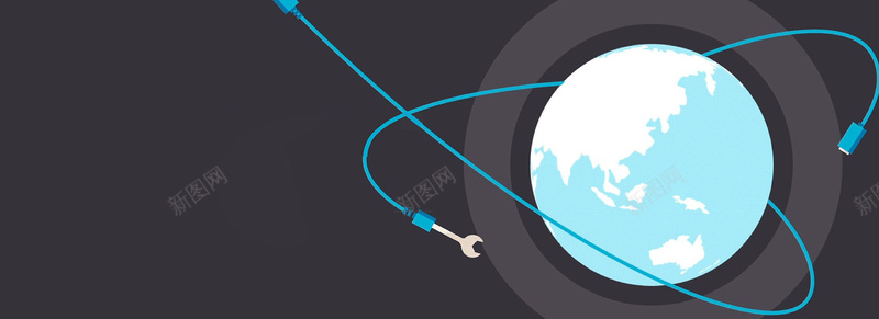 技术和地球jpg设计背景_新图网 https://ixintu.com 数据线 地球 技术 卡通 海报banner 童趣 手绘