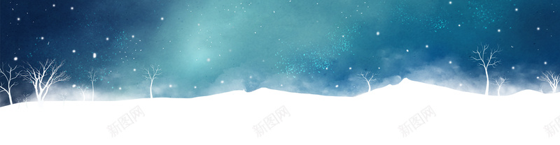 树背景bannerpsd设计背景_新图网 https://ixintu.com 海报banner 星云 星空 白雪 树 星海 星际 其他