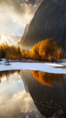 秋季山水摄影风景H5背景素材背景