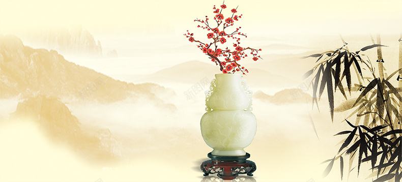中国山水详情页背景