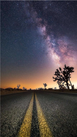 星空下的梦幻星空下的道路H5素材背景高清图片