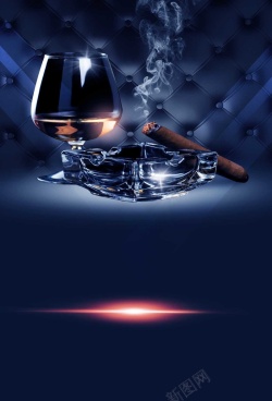 蓝色烟灰缸里商务啤酒香烟海报高清图片