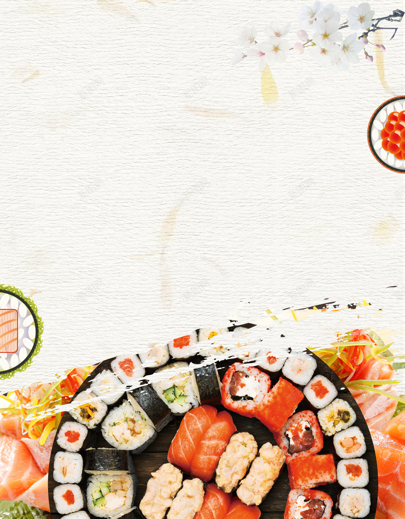 白色背景简约日本寿司海报jpg设计背景_新图网 https://ixintu.com 日本寿司海报 日本料理 料理 食物 饭团 日本饭团 餐饮 美味 小吃