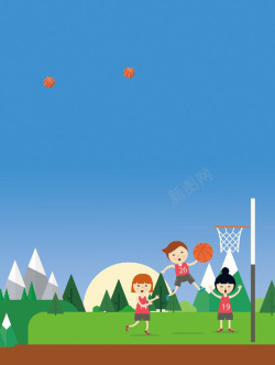 卡通篮球比赛创意卡通篮球比赛海报背景高清图片